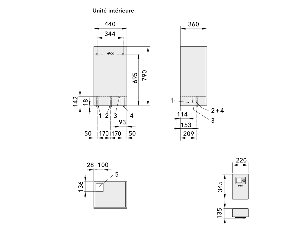 Dimensions unité intérieure AEROTOP® SPK 7/10