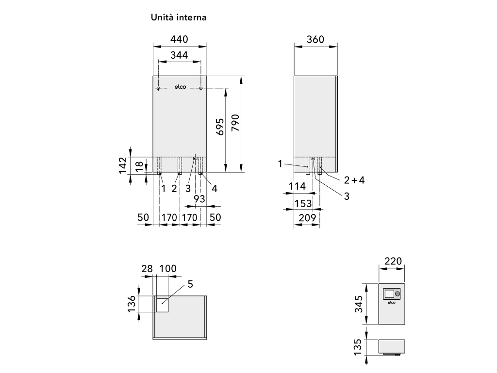 Dimensioni unità interna AEROTOP SPK 7/10