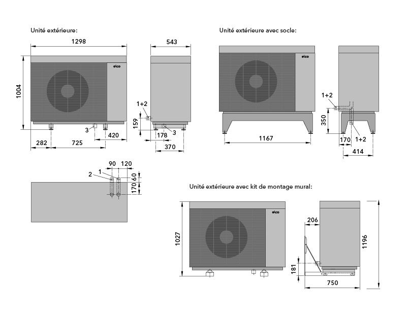 Dimensions unité extérieure AEROTOP® SPK 7/10