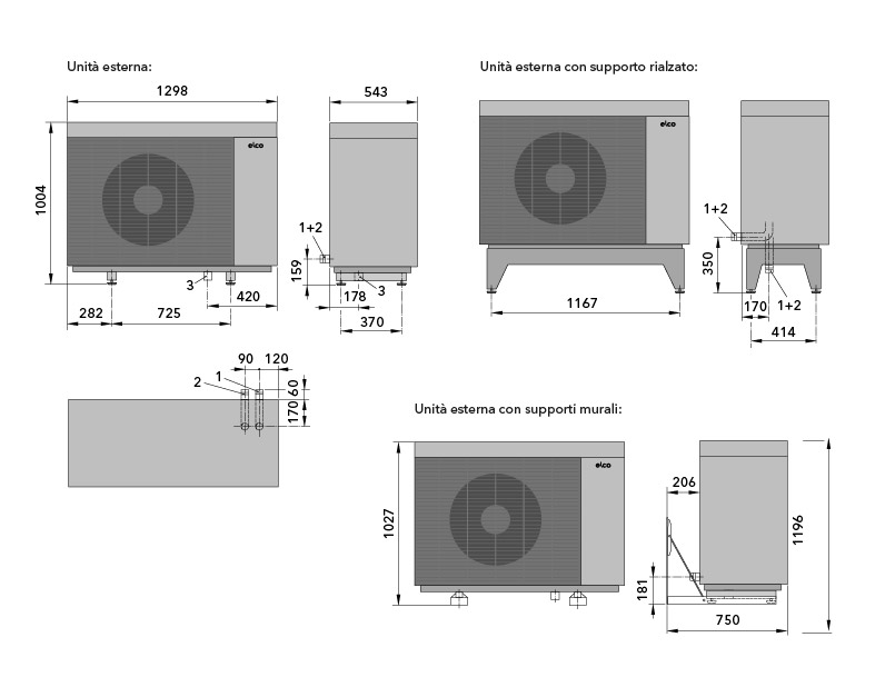 Dimensioni unità esterna AEROTOP SPK 7/10